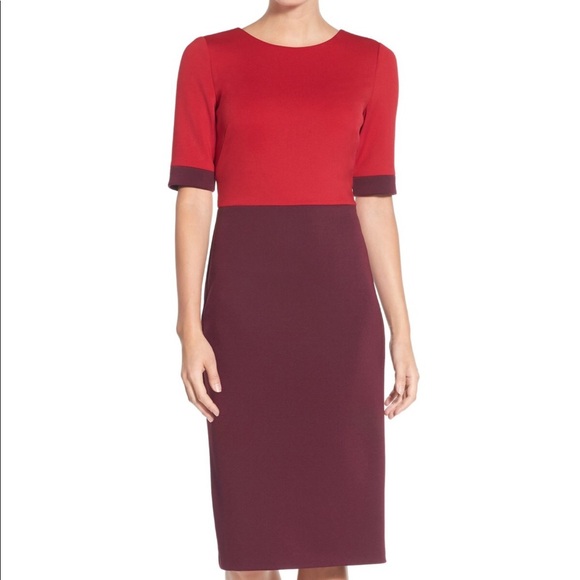 Maggy London Dress “Colorblock Scuba Midi Dress” - Picture 1 of 8